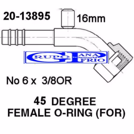 GP Fitting Oring Semicurvo 5/16" con Válvula R134a GP FT3895 Colombia