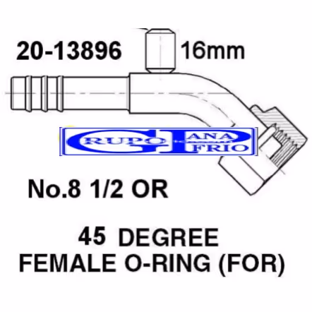 GP Fitting Oring Semicurvo 13/32" con Válvula R134a GP FT3896 Colombia
