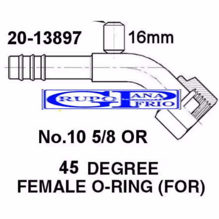 GP Fitting Oring Semicurvo 1/2" con Válvula R134a GP FT3897 Colombia
