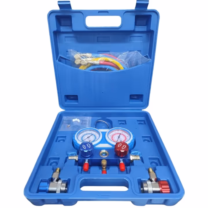 ACTECmax Juego Manómetro R134a Bar ACTECmax HE5701A — Herramienta A/C Colombia